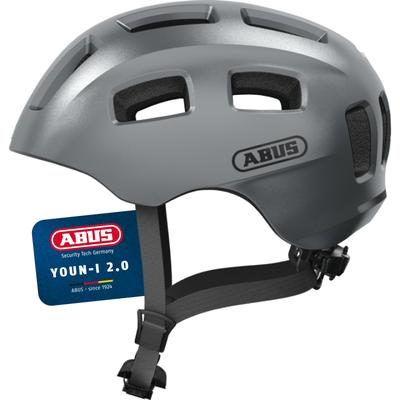 Fahrradhelm ABUS "YOUN-I 2.0" Gr. S, silber (graphite silber), Helme, S Kopfumfang: 48cm - 54cm