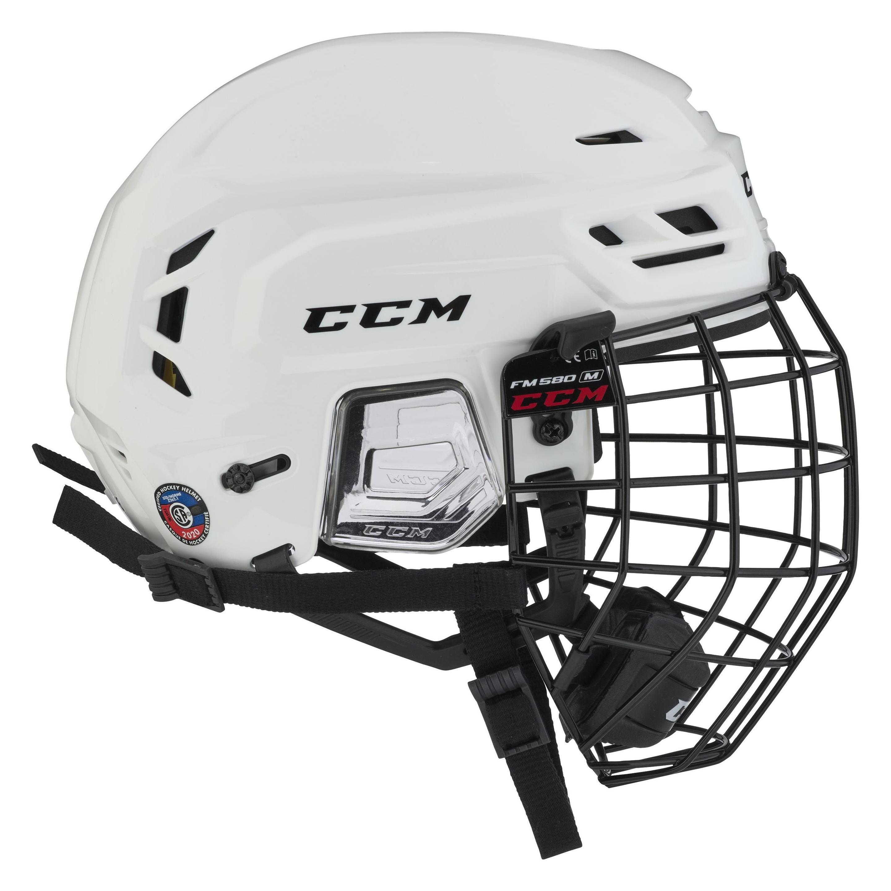 CCM Tacks 210 SR Hockeyhelm mit Käfig (Weiss, M) (M) (49642020)