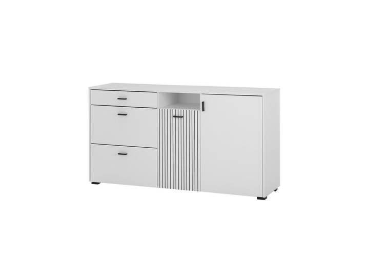 Sideboard HUDSON 150 x 80 cm weiß/weiß-schwarz