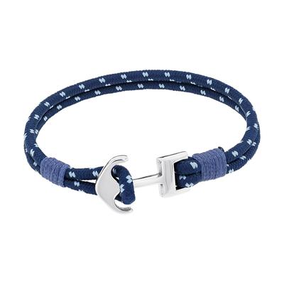 Armband TOM TAILOR, edelstahlfarben, blau, Armbänder, Herren, 22,5cm, Edelstahl Textil, Edelstahl, Textil, Armband