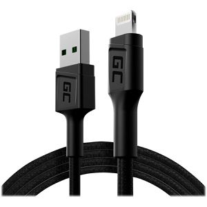 Green-Cell Ladekabel GC Ray LED, schwarz, 1,2m, USB-A auf Apple Lightning, 18W Schnellladekabel