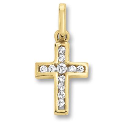 Kettenanhänger ONE ELEMENT "Zirkonia Kreuz Anhänger aus 333 Gelbgold", gold, Schmuckanhänger, Damen, Gelbgold 333 Gold, Gelbgold 333, Gold, Kettenanhänger, für Damen – klassisch & elegant im Design