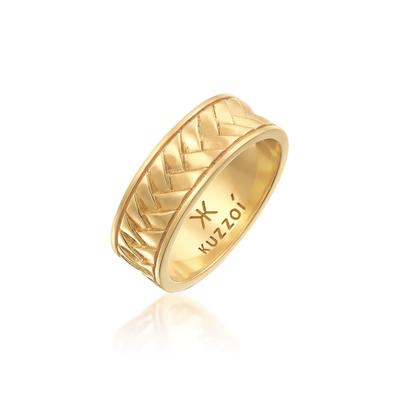 Silberring KUZZOI "Herren Bandring Used Vintage Retro 925 Silber" Gr. 66, gold, Fingerringe, Herren, 66mm, ohne Stein, Silber 925 (Sterlingsilber), Silberring