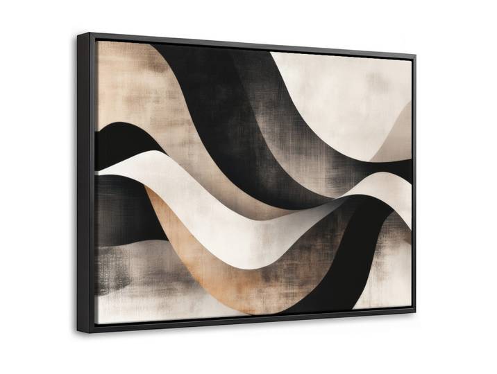 LEINWAND Bilder mit Rahmen - Abstrakt - Wellen - Schwarz - Verwittert - 40x30