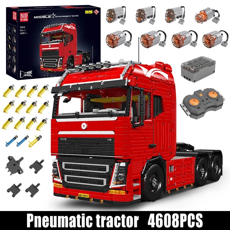 Technischer Lkw-Bausatz - Modell 19015 - Ferngesteuerter FH16-Druckluft-Sattelzug - Kleine Bausteine - Lithium-Akku - Ab 14 Jahren - Originalverpackung