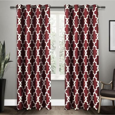 ATI Home Ironwork Sateen Woven Room Darkening Blackout Grommet Top Curtain Panel Pair
