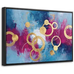 LEINWAND Bilder mit Rahmen - Kreise - Gold - Abstrakt - 30x20