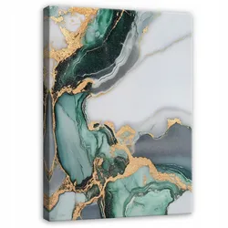 LEINWANDBILD Abstrakt Marmor Grün Gold Modern Wohnzimmer 60x40