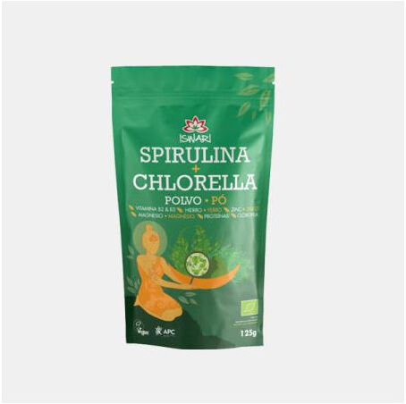ISWARI SPIRULINA + CHLORELLA EM PO BIO 125g