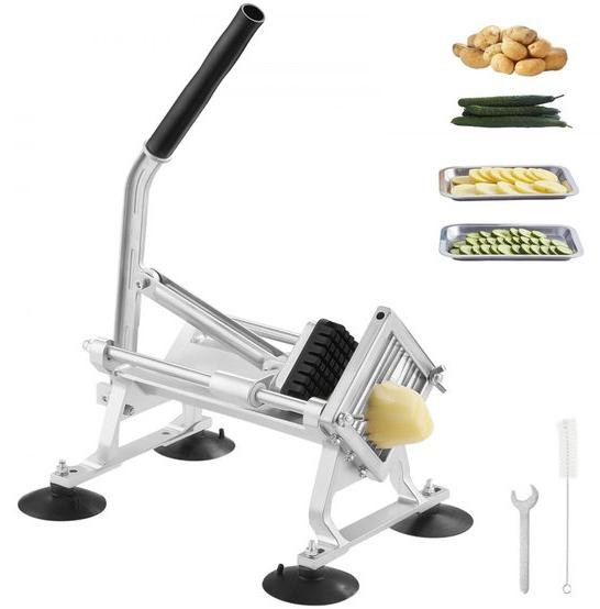 Latios Handmatige Groente- en fruitsnijder met 9,5 mm snijmaat - RVS & Aluminiumlegering - Commercieel Tafelmodel met antislipvoeten