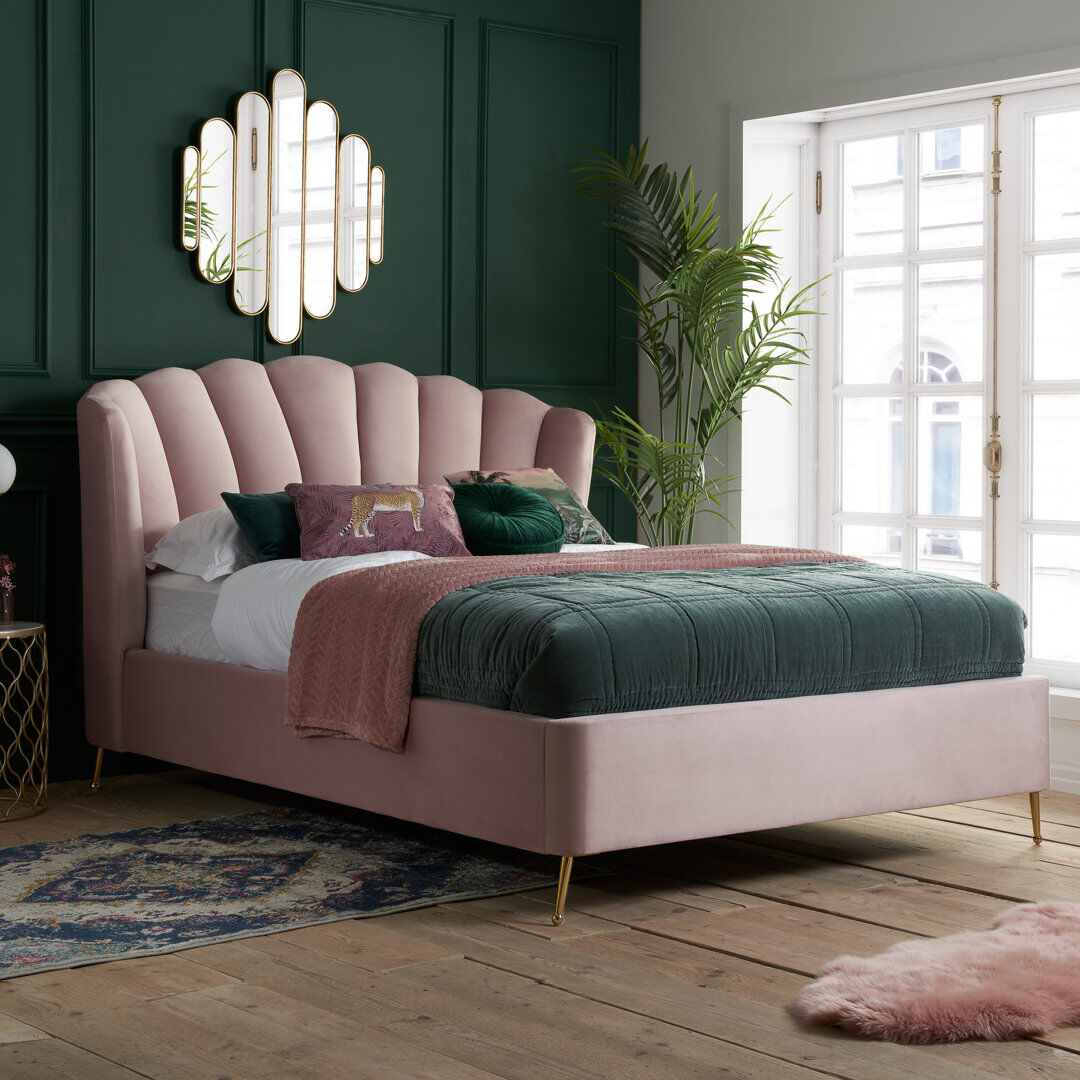 Canora Grey Andrue Upholstered Ottoman Pink Double (4'6)