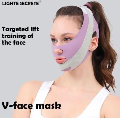 Uplifted Goods Sculpted Contour Sleep Face Band For Chin Jawline And Double Chin Reduction purple 15.7x3.9in