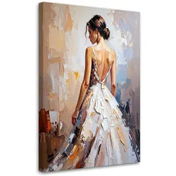 LEINWANDBILD Schöne Frau in weißem Kleid 60x90cm