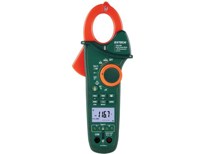 Extech EX623A Stroomtang – Digitaal – IR-thermometer – CAT III 600 V – Weergave 6000 counts