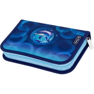 Herlitz Federmäppchen Dolphin Ride, Schüleretui, 31-teilig, aus Stoff, blau