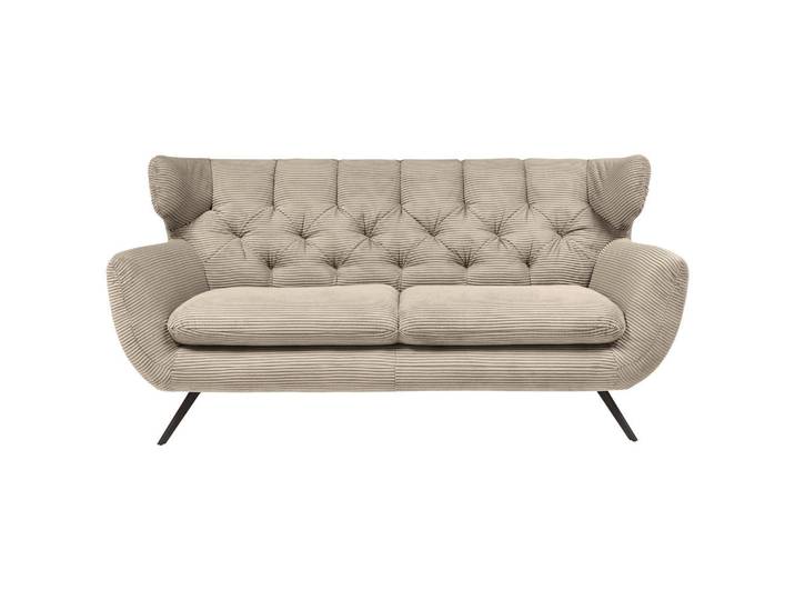Pure Home Lifestyle Chesterfield-Sofa, Taupe, Metall, 2,5-Sitzer, 160x94x95 cm, Goldenes M, Fußauswahl, Stoffauswahl, Wohnzimmer, Sofas & Couches, Sofas, Bigsofas