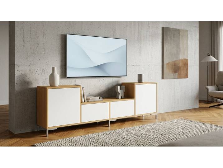 Stylisher TV Schrank aus Echtholz Furnier Echtholz Furnier Eiche geölt