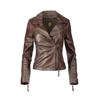 Lederjacke APPLE OF EDEN "Apple of Eden Lederjacke AOE-102", Damen, Gr. 42, braun, Obermaterial: 100% Lammleder LEL. Futter: 100% Polyester PES. 100% Polyester PES., uni, regular fit, V-Ausschnitt, Jacken, aus weichem Leder