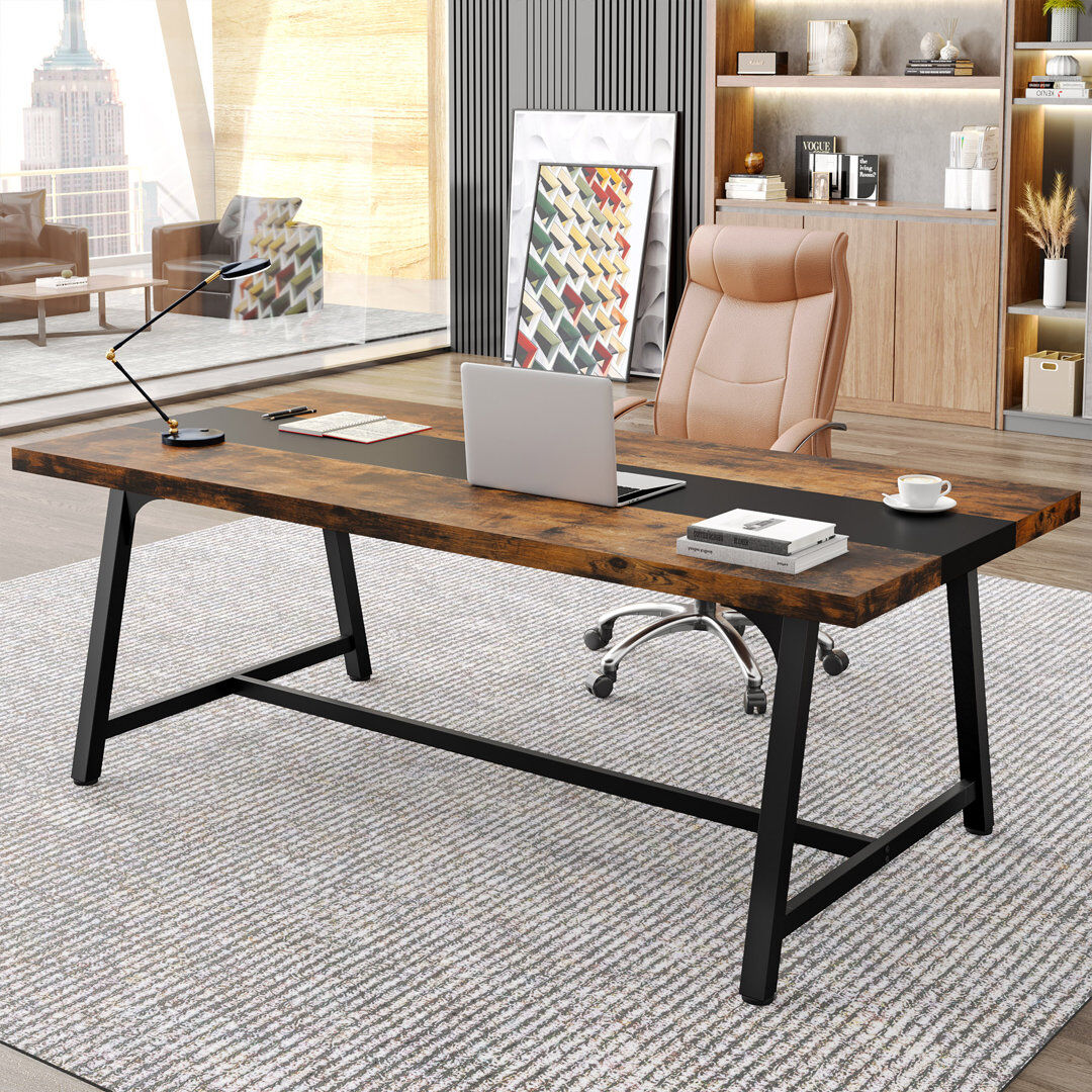 Blue Elephant 180cm Rectangle Conference Table with 1 Chairs Brown/Black 6