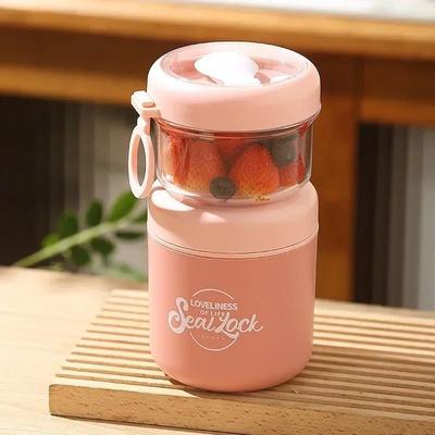 Inspired Living Stainless Steel Insulated Soup Thermos Cup With Spoon Leakproof Oatmeal & Lunch Food Jar pink
