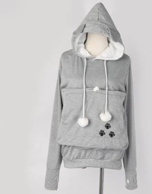 ForAllApparel Cuddly Kangaroo Pet Pocket Hoodie Perfect Gift For Pet Lovers, Cozy & Stylish Gray XL