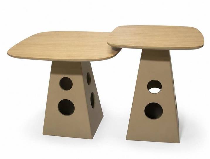 Xlmoebel Satztisch Beiger Minimalistischer Couchtisch im Naturdesign für Ihr Zuhause, Made in Europa