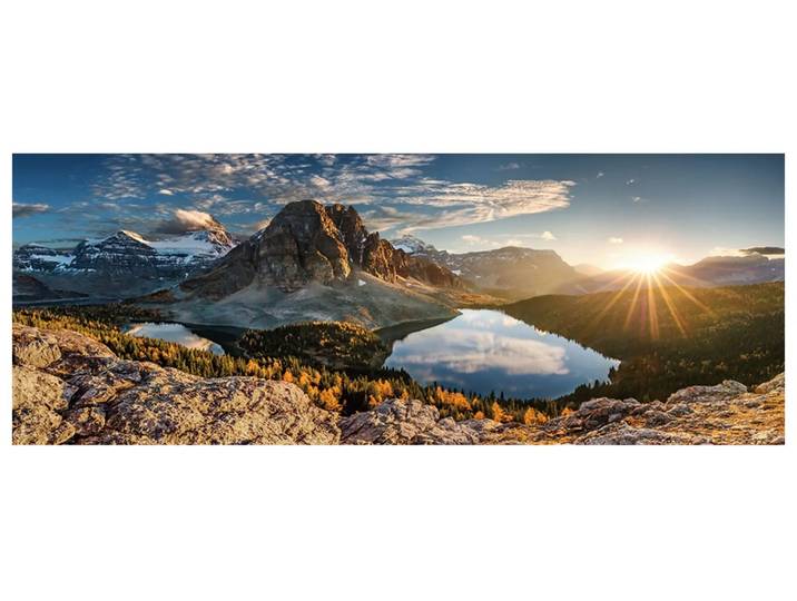 Digitaldruck auf Glas Bergpanorama mit See image LAND