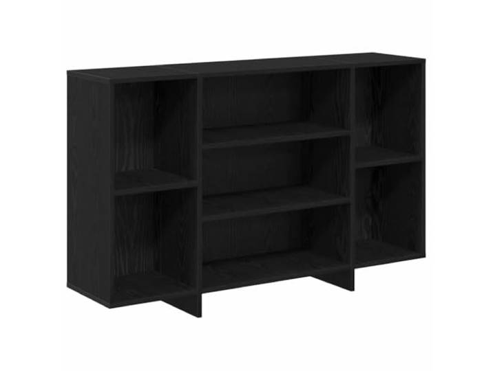 KGFHERENB Sideboard Schwarz Eichen-Optik 120x30x75 cm Holzwerkstoff Schlanker Anrichtenschrank für Wohnzimmer und Flur mit breiten offenen Fächern für Haushaltsartikel.