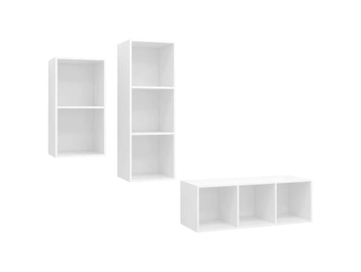 LMTYOENFG 3-TLG TV-Schrank Set Wandmontage Weiß Holzwerkstoff Platzsparendes Hängeboard für Wohnzimmer und Schlafzimmer mit reichlich Stauraum für geordnete Mediengeräte.