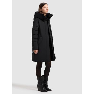 Kurzmantel KHUJO "PROTEA", Damen, Gr. M, schwarz, 100% Polyester, unifarben, regular fit knielang, eingesetzt gerader Abschluss, Mäntel Kurzmantel