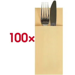 Papstar Servietten-Bestecktasche einfarbig 100 Stück beige