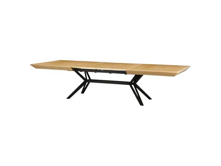 Riess Ambiente Esstisch Giant - 200-240-280-320x120cm - Natur - Metall Platz für 14 Personen, ausziehbar, Gestell: schwarz, Einlegeplatte, natürliche Optik, pflegeleichte Oberfläche