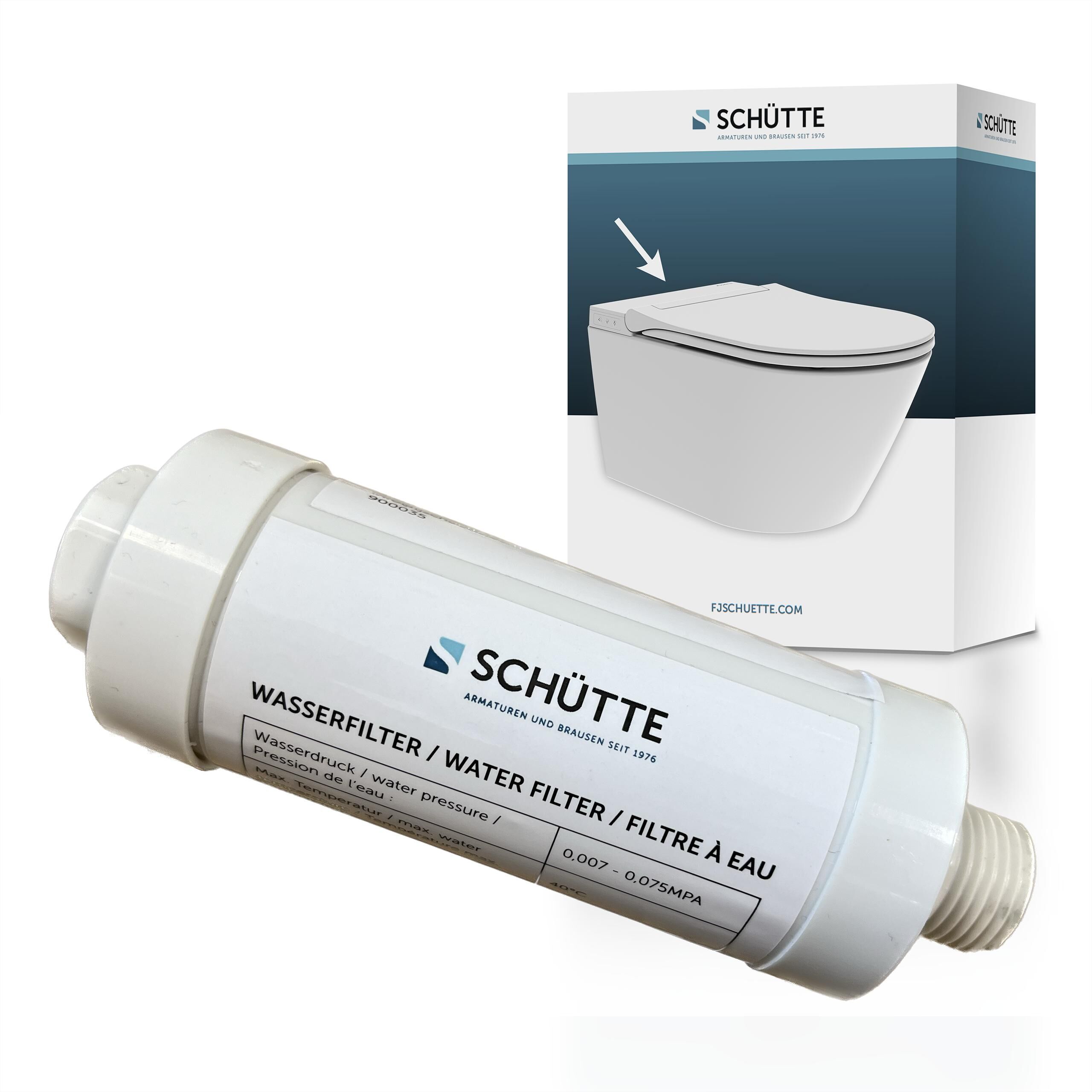 Kalk- und Wasserfilter SCHÜTTE "CESARI", schwarz-weiss (schwarz, weiß), B:6,4cm H:5,9cm T:15,5cm, Kunststoff, Filterkartuschen, Kalk- und Wasserfilter, 1/2", geeignet für Schütte Dusch-WC schwarz, weiß Einheitsgröße