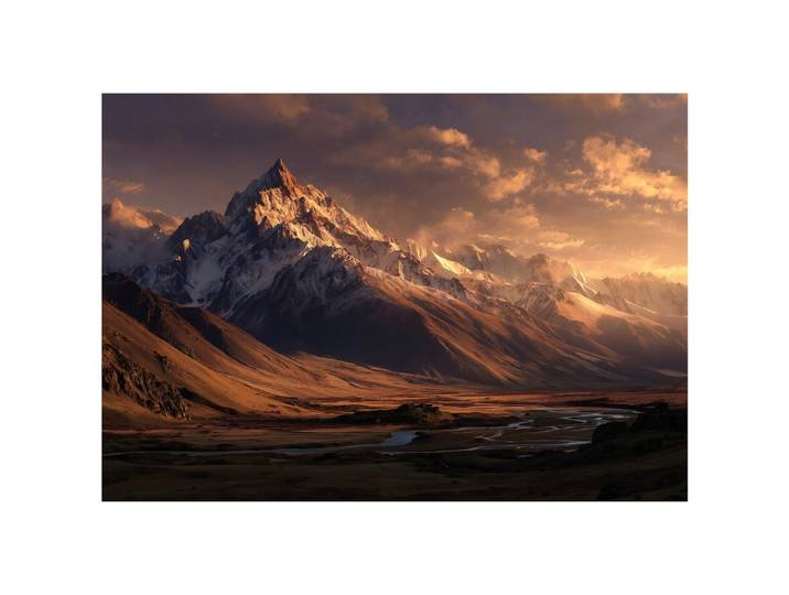 FOTOTAPETE Gebirge Landschaft Braun 350x250 cm