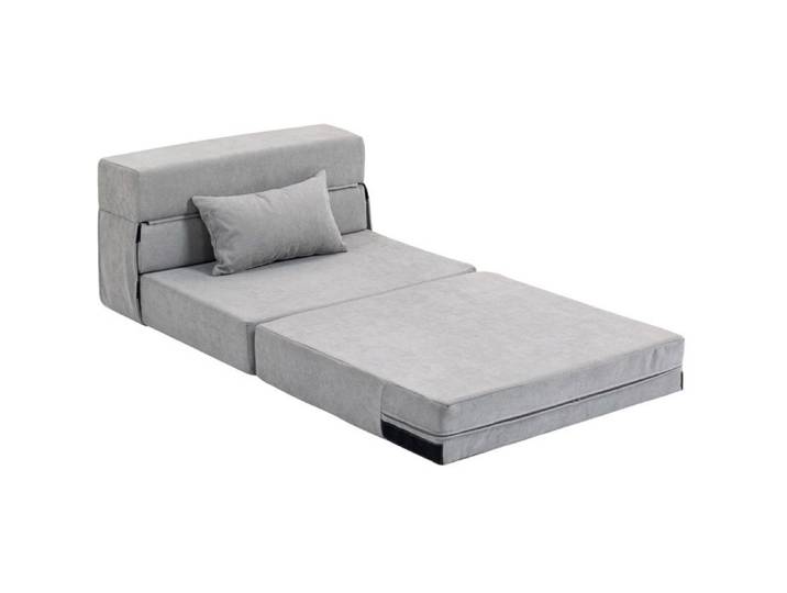 Canapé de sol convertible – Gris clair – Coussin inclus – Pliable – Sans montage