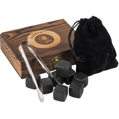 Eisform BUDDY'S, braun, B:10cm L:13cm, Edelstahl, Naturmaterial, Küchenformen, (Kühlsteine), Whiskey Steine Set, inkl. Holzkiste und Zange