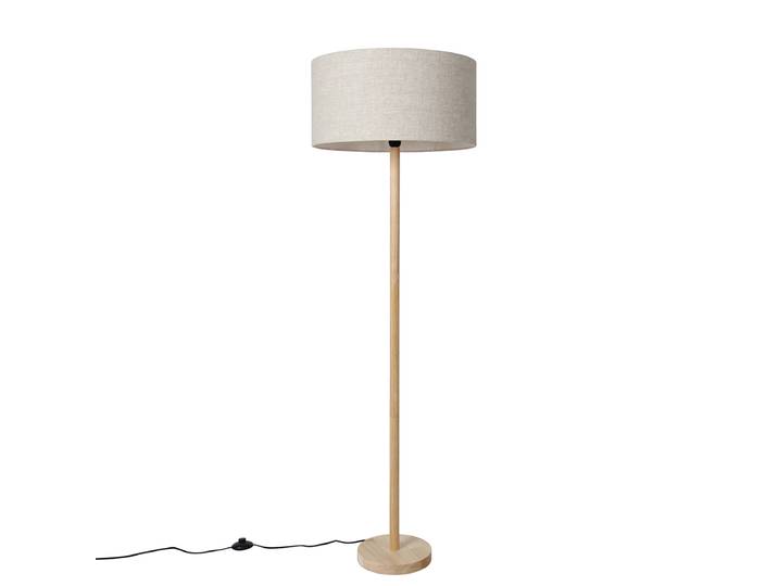 Lampadaire rustique en bois avec abat-jour brun clair - Mels