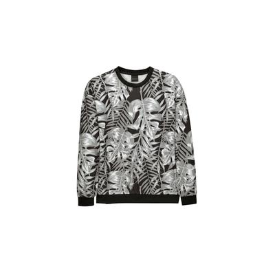 Sweatshirt MADELEINE "Sweatshirt Sweatshirt mit Blätterprint", Damen, Gr. 34, schwarz (schwarz, eisgrau, multicolor), Obermaterial: 92% Polyester PES. 8% Elasthan EL., Modern, Sweatshirts Sweatshirt
