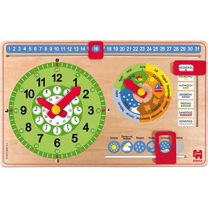 Goula Lernspielzeug 51319, Kalenderuhr Kleinformat, ab 3 Jahre, Uhrzeit & Kalender lernen