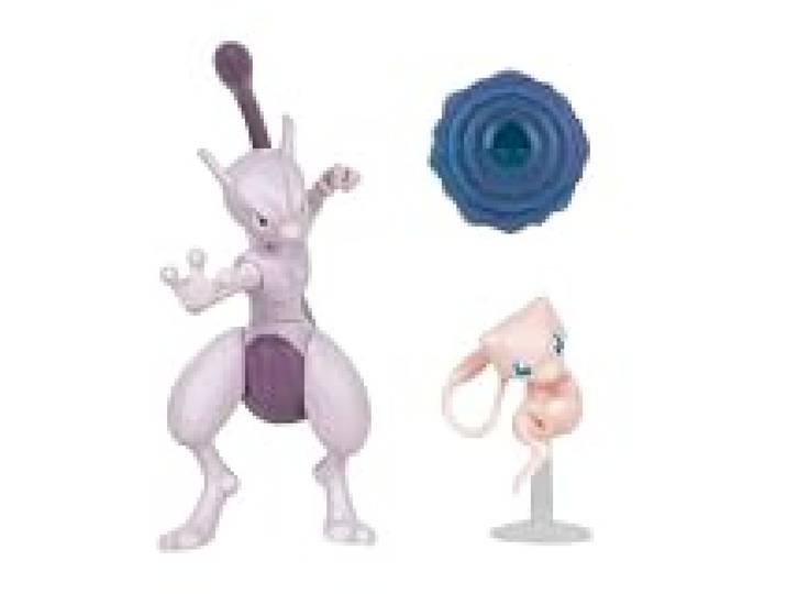 Pokémon Pack de 2 Figurines de Combat Comprend Les Figurines de Combat Mew de 5 cm et Mewtwo de 11 cm
