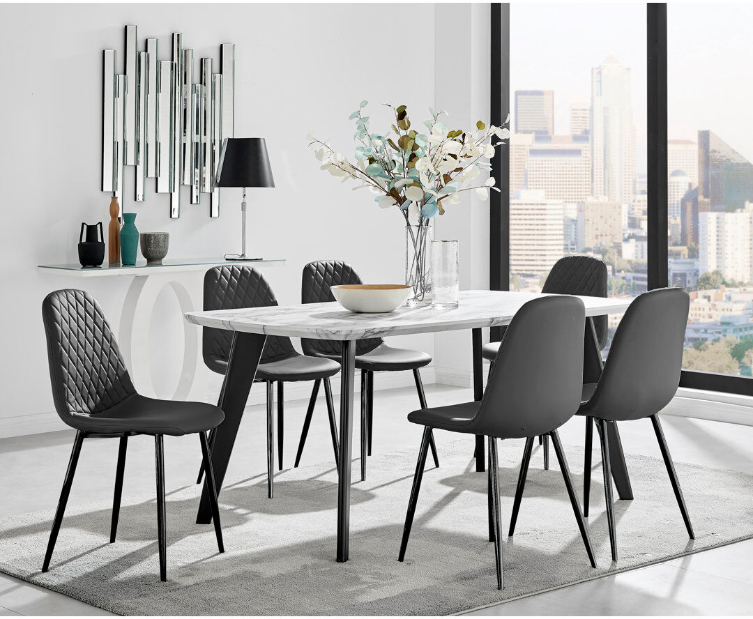 Canora Grey 6 -Person Dining Set Black/Black/Black 6