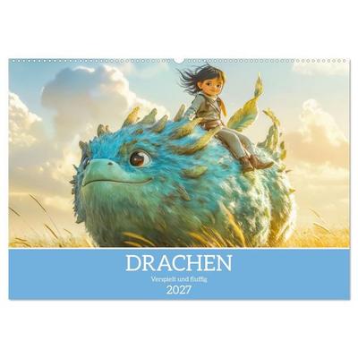 Drachen - Verspielt und fluffig (Wandkalender 2027 DIN A2 quer), CALVENDO Monatskalender