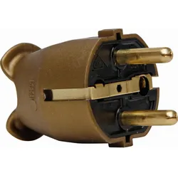 Kopp 175707005 Kunststoff-Schutzkontakt-Stecker, 2 Schutzkontaktsysteme, für Kabelquerschnitt bis 3x1,5mm2, Farbe: gold  - 25 Stück