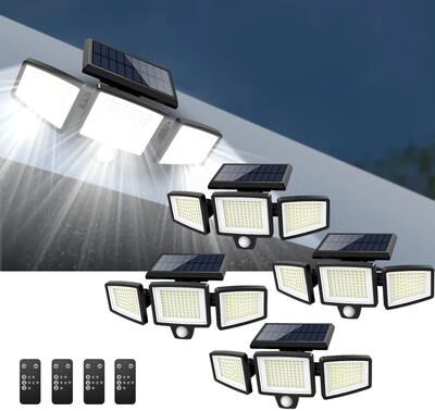 Uplifted Finds Three Head Outdoor Solar Motion Sensor Light With 200 LEDs Waterproof Security Lamp 4 Pcs