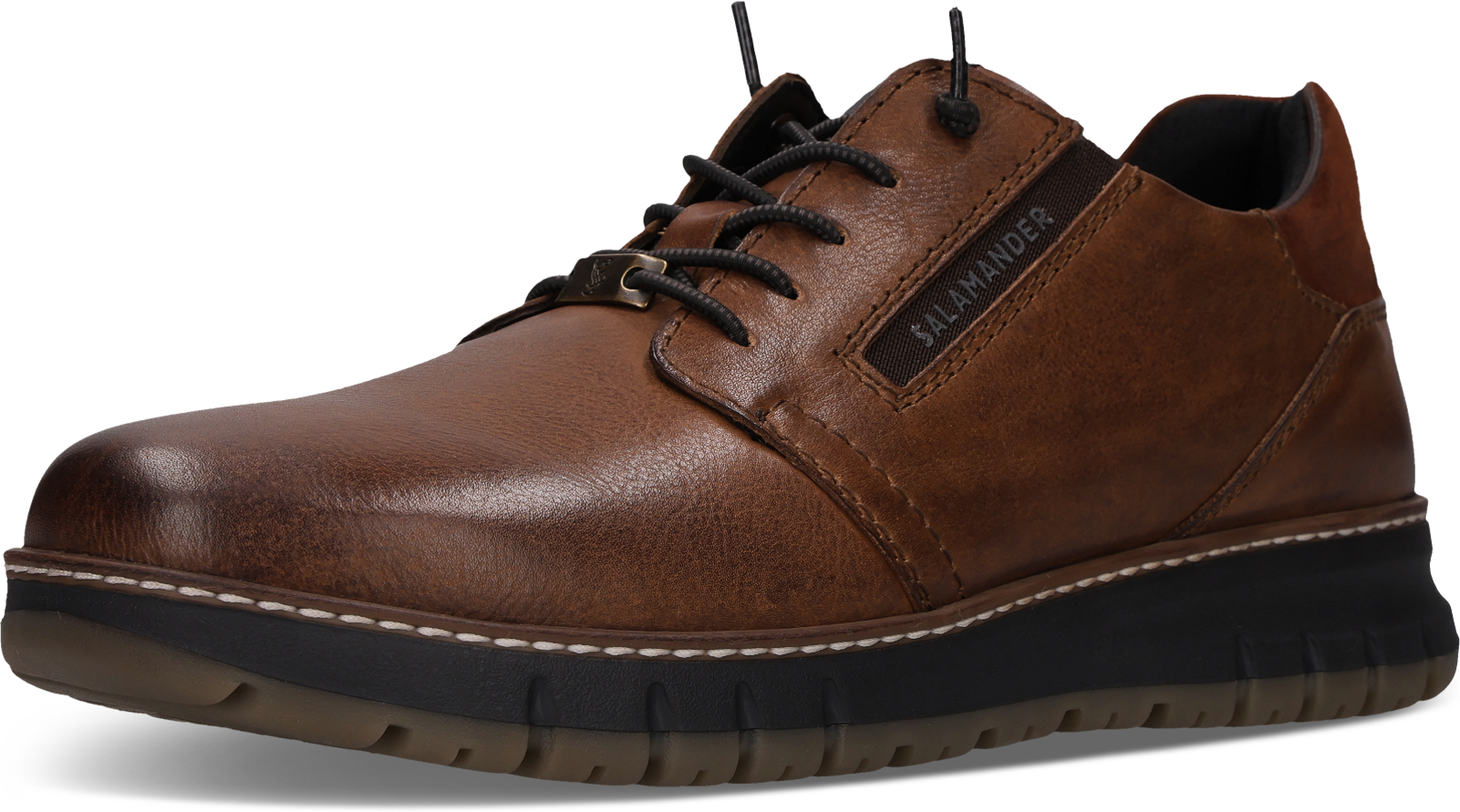 Slip-On Sneaker SALAMANDER "Quickborn", Herren, Gr. 42, Textil, braun (cognac), Leder, Schuhe Slip-On Sneaker, Sneaker, Halbschuh mit elastischen Schnürsenkeln