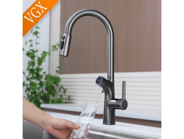VGX filtre à eau robinet de cuisine double bec robinet d'eau potable Pure extractible évier de cuisine mélangeur cuisine robinet gastronomique grue or