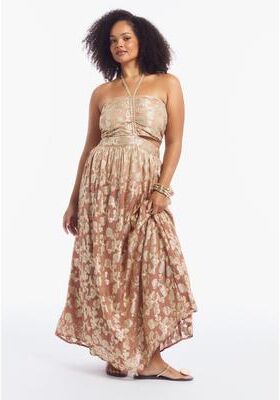 Plus Size Women's Metallic Jacquard Maxi Dress by June & Vie in Sunset Scroll (Size 30/32)