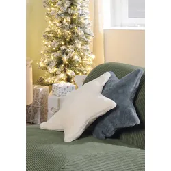 Kissen Stern Plüsch grau 45cm