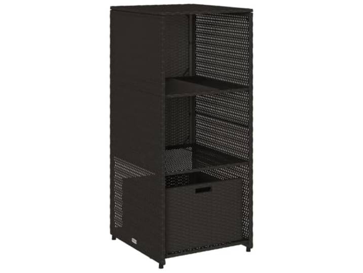 Helloshop26 Moderner Outdoor-Aufbewahrungsschrank für den Garten, 50 x 55 x 115 cm, großer Stauraum, mattes Finish, aus Polyrattan, schwarz, 02_0047420