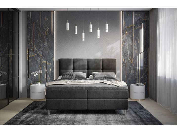 Lit Robanna 180 x 200cm Microfibre Valeria Gris/Anthracite Rond
